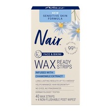 Nair Hair Removal Wax Strips For Face And Bikini 40 Count Sensitive Skin