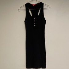 GUESS Black Sleeveless Button Bodycon Dress Scoop Neck  