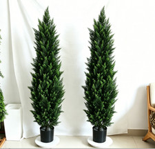 2 Pack 5Ft Faux Cypress Tree Realistic Fake G...