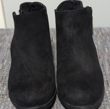 Kohl's Girls Black Ankle Bootie Zip Closure Textile Upper Block Heel Sz 11 M