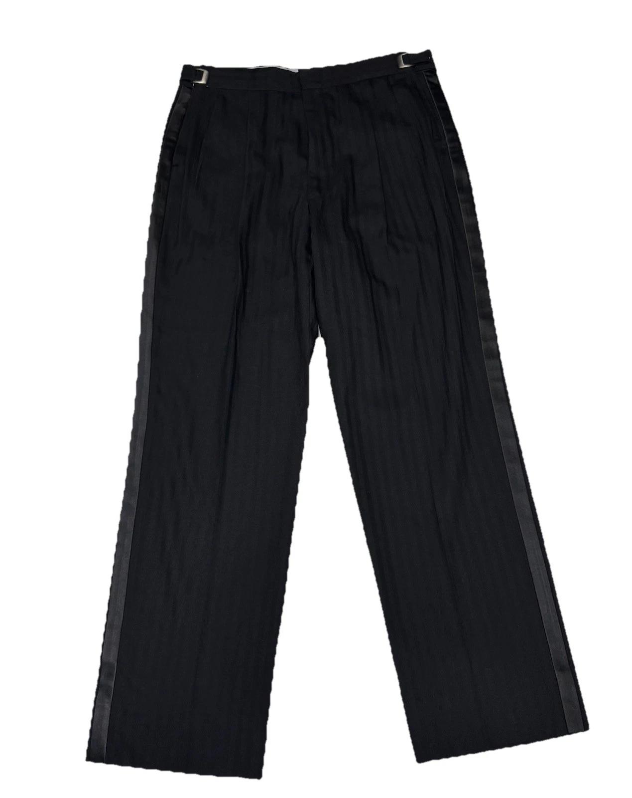 Pantalon smoking homme taille 34 vintage Christian Dior robe rayure formelle noir