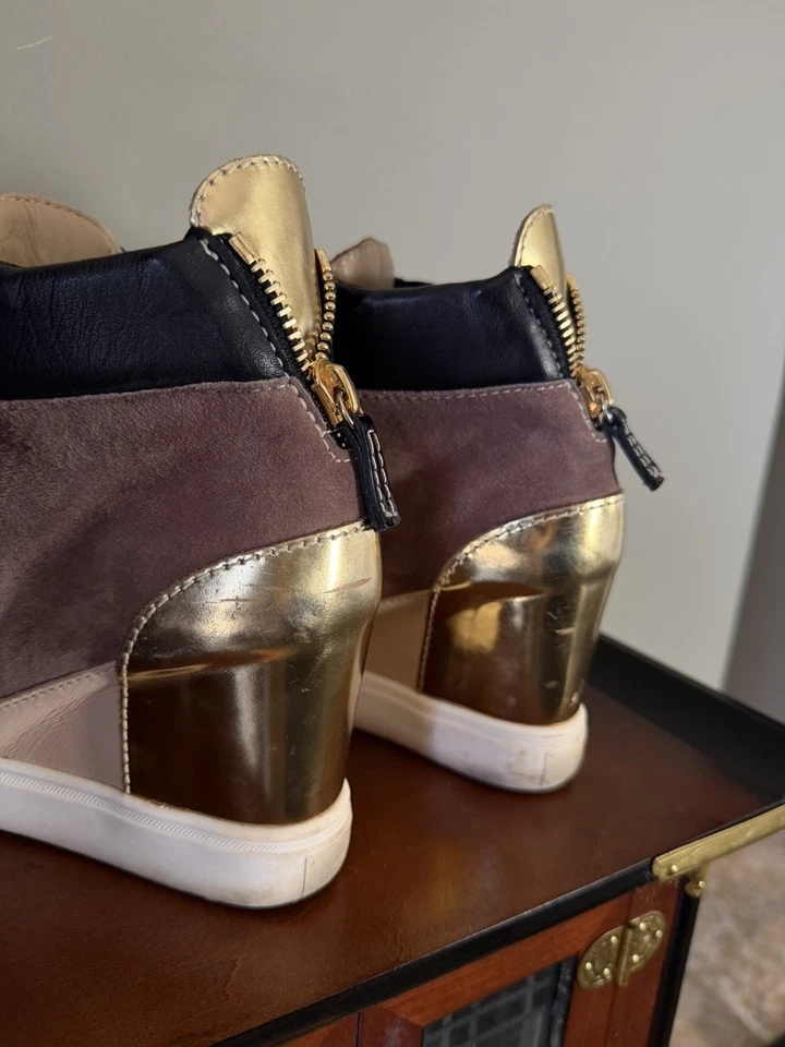 Giuseppe Zanotti Lorenz Zapatillas de Cuña Zapatos para Mujer Talla 7US 37 UE Marrón Dorado. Foto 2 de 4