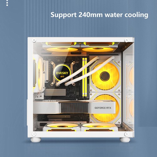 270 Degree Glass PC Case Transparent Desktop Computer Tower For M-ATX/ITX _pu - Zdjęcie 6 z 14