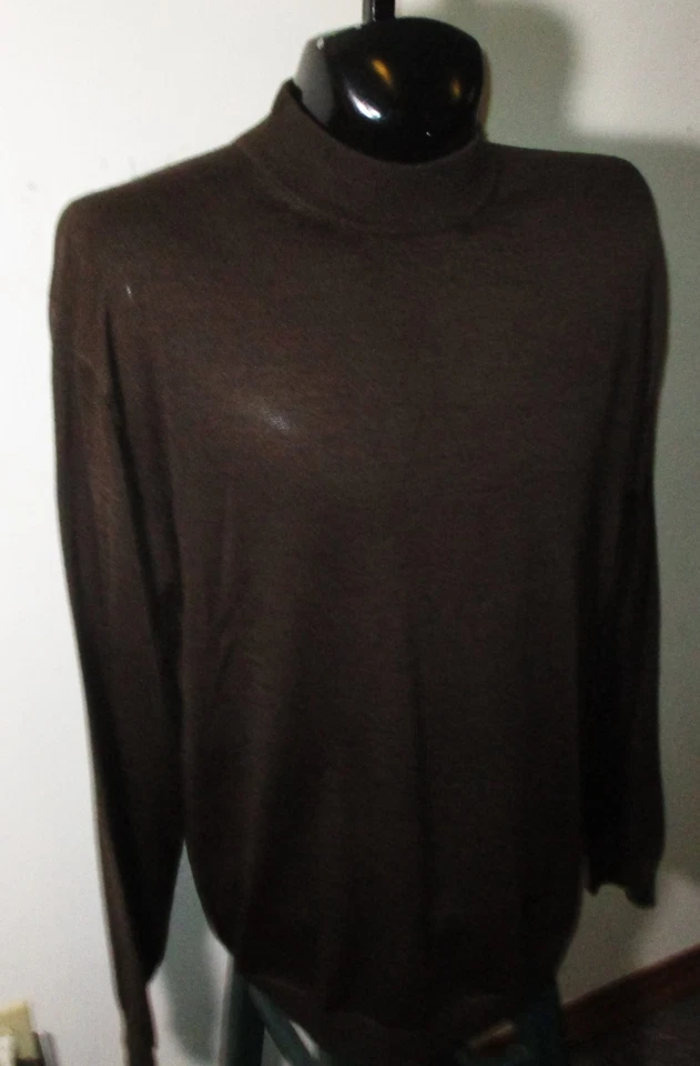 Top de lana marrón manga larga cuello falso LINEA UOMO para hombre talla XXL Foto 3 de 4