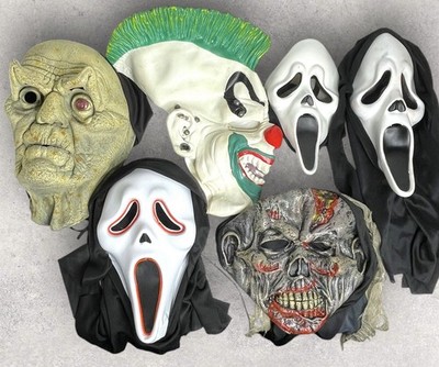 Lot Of 6 Vintage PMG Easter Unlimited Rubie s Ghost Face Scream Halloween Masks