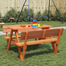 Picknicktisch für 4 Kinder Kindersitzgarnitur Picknickgarnitur Massivholz vidaXL