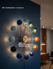 RARE Mid-Century Modern 12-Light Multi Color Starburst Wall Clock Lamp Sconce