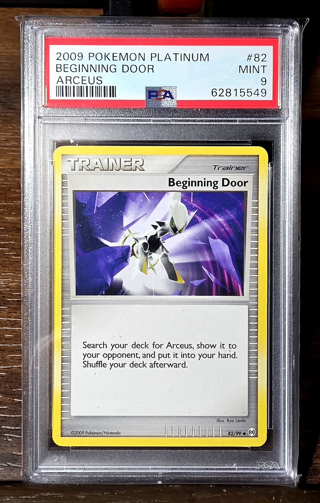 Pokémon Arceus Beginning Door 82/99 Platinum Trainer Card PSA 9 2009 English
