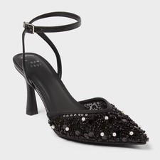 Women  s Ruth Heels with Memory Foam Insole - A New Day Black