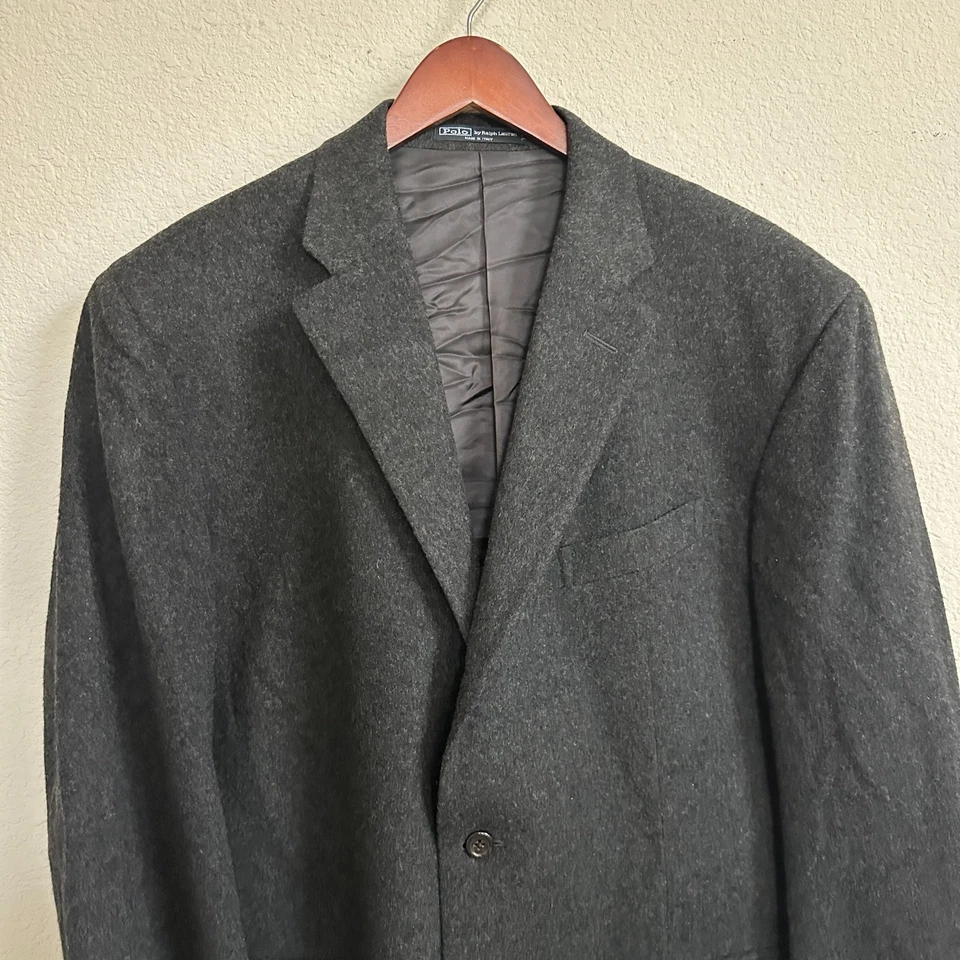 Jaqueta Polo Ralph Lauren Blazer Masculina 46R 100% Cashmere Cinza Carvão Italiana - Imagem 2 de 4