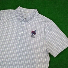 Cutter Buck Drytec Golf Polo Shirt Plaid Chardonnay Club Napa Valley Golf - L