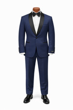Couture 1910 Men's Navy Blue Shawl Lapel Tuxedo with Pants 42L 36W Slim Fit