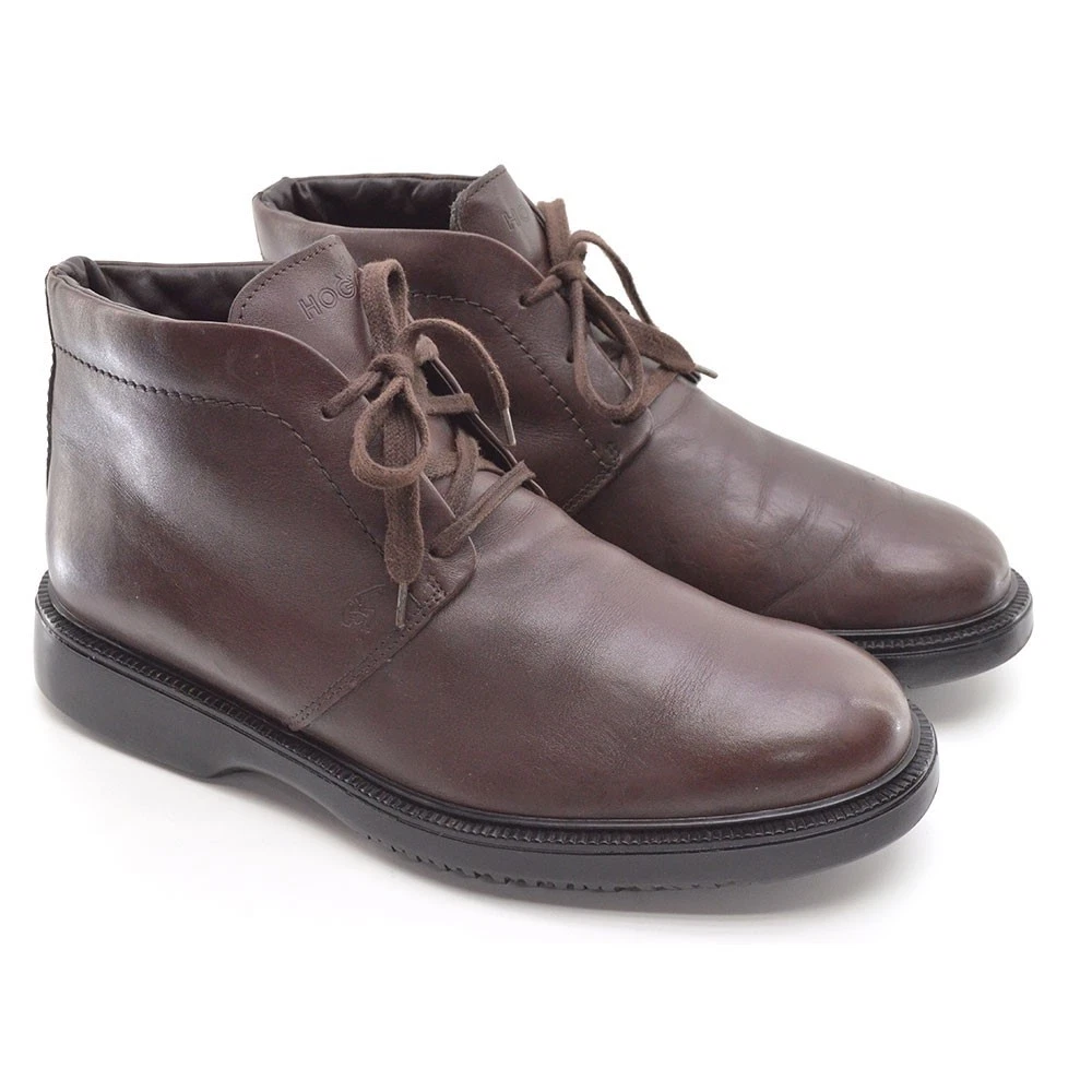 Hogan\'s Men’s Chukka Ankle Boots Hogan Mens Brown Taupe Nubuck Desert Lace Up Chukka Boots  main image 4