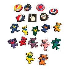 CROC 19 SHOE CHARMS GRATEFUL DEAD SO COOL +ONE FREE GRATEFUL DEAD MUSIC STICKER!