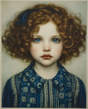 8x10 Cozy Storybook Child with Red Hair Art Print Cottagecore - 720011234