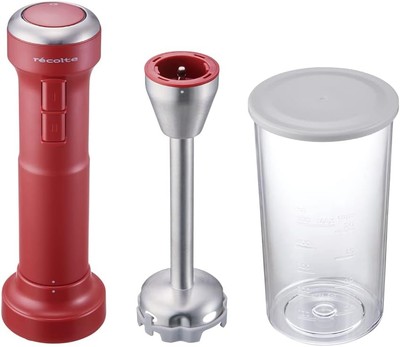 RECOLTE Cordless Hand Blender Small USB Rechargeable Smoothie Red RHB-2R New
