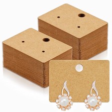 100 Pcs Kraft Paper Earring Display Cards - Hanging Holder Tags Brown