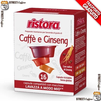 128 CAPSULE CAFFE' E GINSENG RISTORA COMPATIBILE LAVAZZA A MODO MIO PROMO*