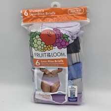 Fruit Of The Loom Womens 6-Pack Low-Rise Briefs Size 6/M Breathable Cotton