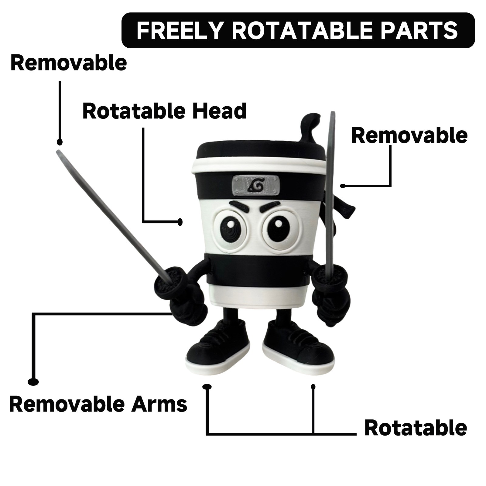 Cappuccino Assassino Italian Brainrot 3DPrinted Toy Figure Gift Present  Curious