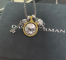 David.Yurman 925 Silver Life Death Duality Amulet 18k,Skull Key Skull Pendant