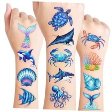 96PCS Ocean Temporary Tattoos Stickers - Under The Sea Themed Birthday Party