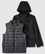 Cat  Jack Kid  s Solid Black 3-in-1 Jacket Size XS 4/5 