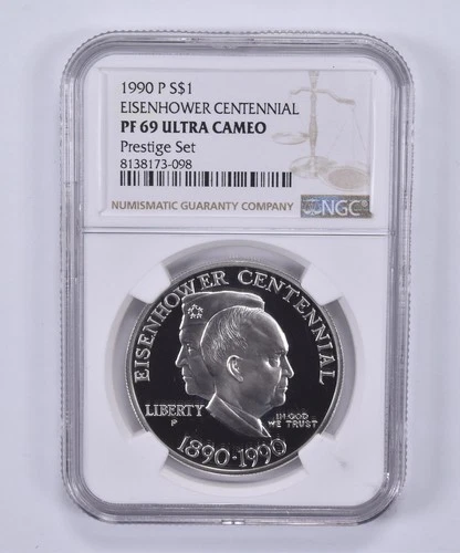 1990-P Eisenhower Commemorative Dollar Prestige PF69 UCAM NGC Brown Label *9558