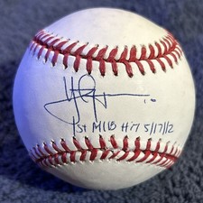 yan gomes signed baseball autograph ball 1st Hit Inscription auto oo