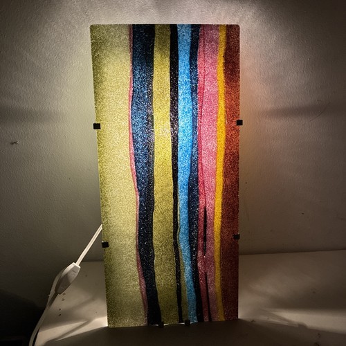 Vtg IKEA GYLLEN Abstract Art Glass Wall Lamp Sconce Julia Treutiger 22x10"