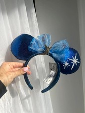 Brand New Blue Sequin Tinkerbelle Minnie Mouse Ears Disneyland World Mickey