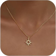 Gold Necklace for Women 14K Gold Plated Dainty Pendant Chain Puffy Heart Italian