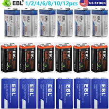 9V Alkaline Batteries Single Use / 9-Volt Ni-MH Li-ion Rechargeable Battery lot