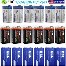 9V Alkaline Batteries Single Use /  9-Volt Ni-MH Li-ion Rechargeable Battery lot
