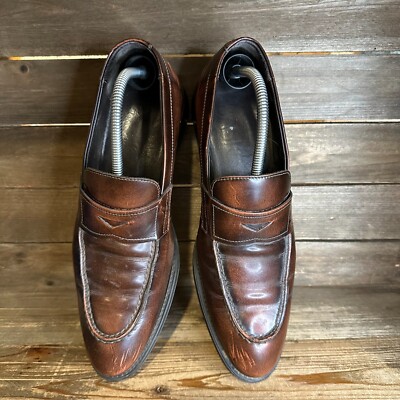 Mens A.‎ Testoni Brown Leather Slip On Dress Penny Loafers Shoes Size 9.5 M GUC s-l400.jpg main image 3