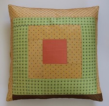 Cushion Cover Patchwork Log Cabin Silk with velvet reverse 19" square. Handmade