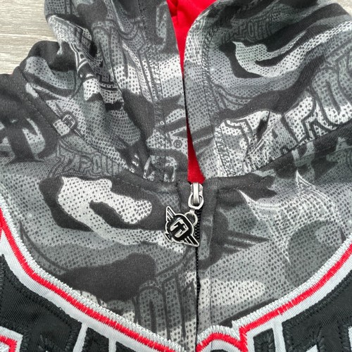 Tapout Hoodie Youth Large Gray All Over Logo Print Camo MMA WWE Y2K Sweatshirt - Picture 4 of 15