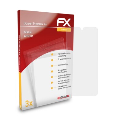 Pack De 3 Films Protecteurs D'écran AtFoliX Pour Athesi AP6301 - Clair, Anti-rayures, Lavable