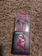  1 Staples Earbuds 53139 With Mic Pink 