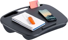 LAPGEAR Mydesk Lap Desk with Device Ledge and Phone Holder - Black - Fits up to