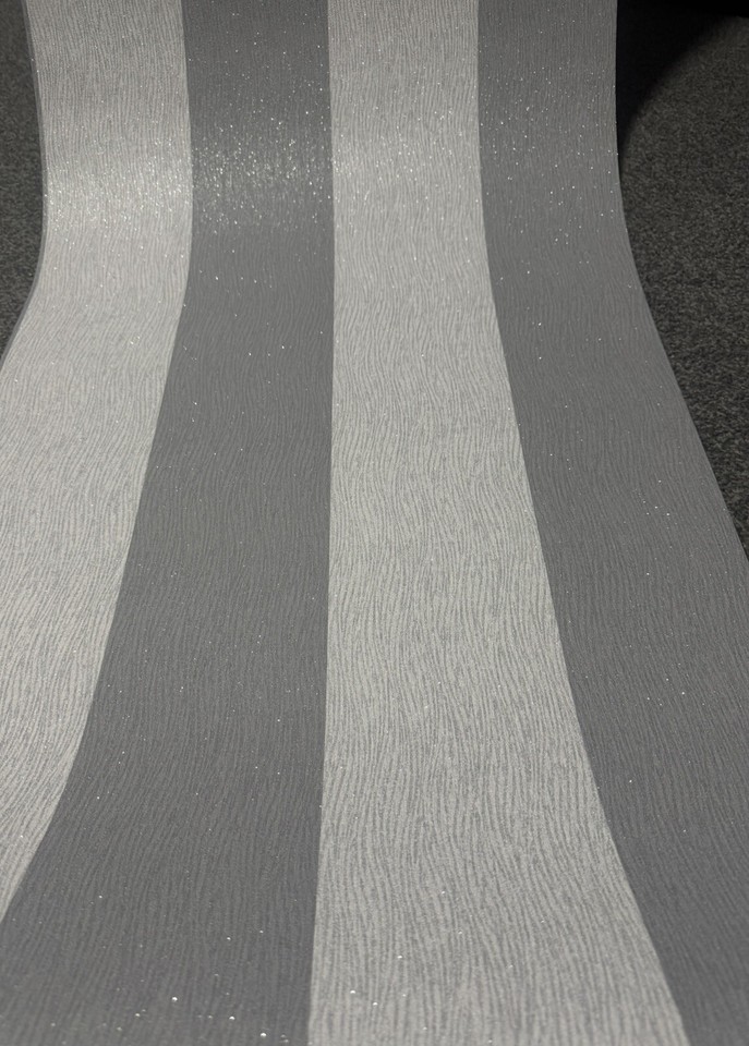 Holden Decor Silver Grey Glitter Stripe Wallpaper Clearance Price eBay