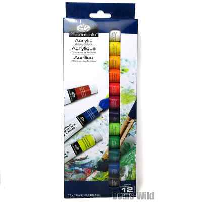 12 Piece Acrylic Paint Set Artist Colors Royal&Langnickel Essential FREE SHIPING