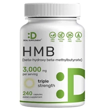 HMB 3000mg For Muscle Growth Lean Muscle Mass Fast Workout Recovery 240 Capsules