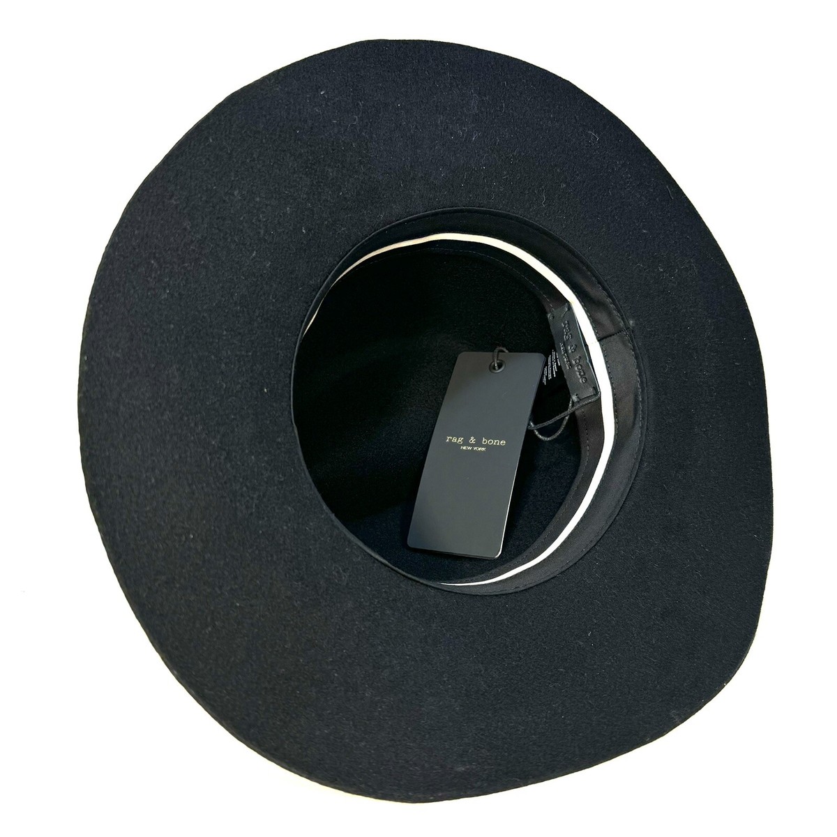 RAG & BONE Womens Wool Felt Floppy Brim Fedora Hat Black 