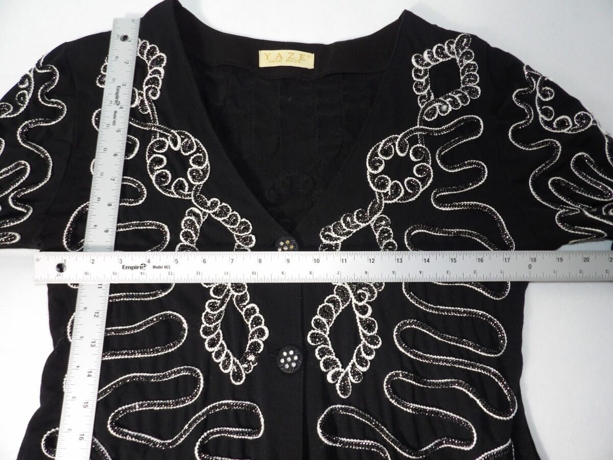 【A-ya-ya-ya様 リクエスト】半襟 3点 おまとめ ※新品 Yaze Handmade Cardigan Med Beaded Embroidered Black