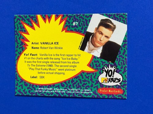 ProSet MusiCards Yo 1991! MTV Raps Vanilla Ice #92 (F) - Foto 2 di 2