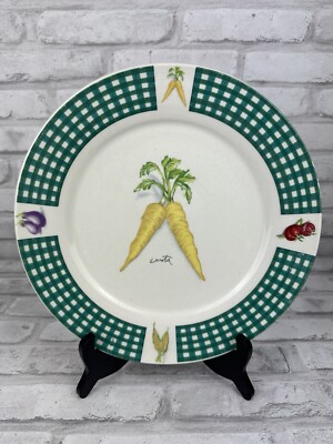 Tabletops Unlimited Fresh Vegetable Dinner Plate 10.75''  Yellow Carrot Green Chk