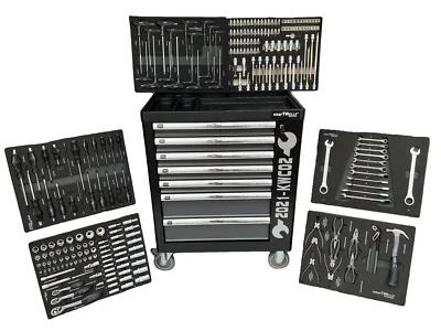 Kraftwelle Werkstattwagen Werkzeugwagen voll befüllt 1/2, 3/8, 1/4 Zoll Knarren