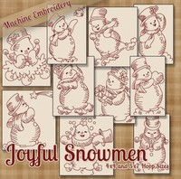 Joyful Snowmen Redwork Embroidery Machine Designs On Cd - Multiformat Pattern... on sale Joyful Snowmen Redwork Embroidery Machine Designs On Cd - Multiformat Pattern... on sale