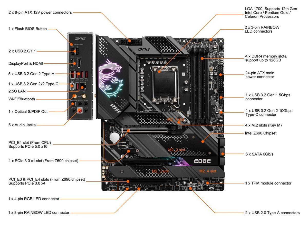 Factory Refurbished) MSI MPG Z690 EDGE WIFI DDR4 LGA 1700 Factory Refurbished) MSI MPG Z690 EDGE WIFI DDR4 LGA 1700